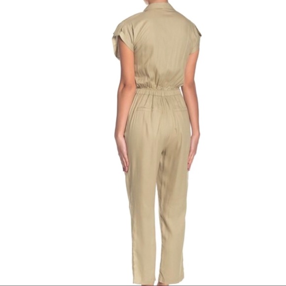 Abound Short Sleeve Button Front Twill Jumpsuit - Picture 3 of 7